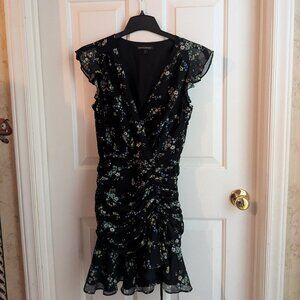 Banana Republic Petite Size 4 Black Floral Print Dress